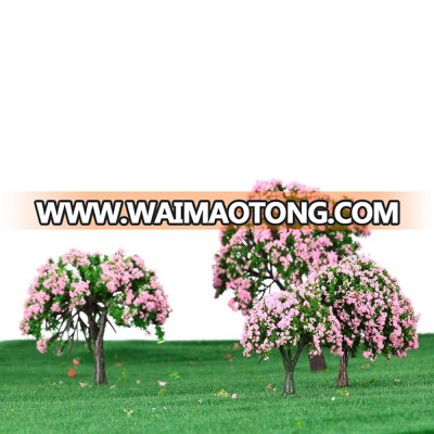 Free Shipping Plastic Model Trees Train Layout Garden Scenery White and Pink Flower Trees Diorama Miniature